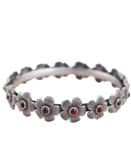 Silver Floral Motif Bangle