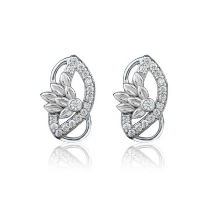 Silver Floral Stud Earrings